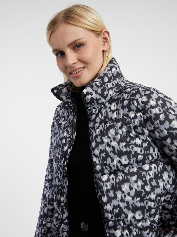 Orsay Šedo-čierna dámska vzorovaná prešívaná bunda ORSAY