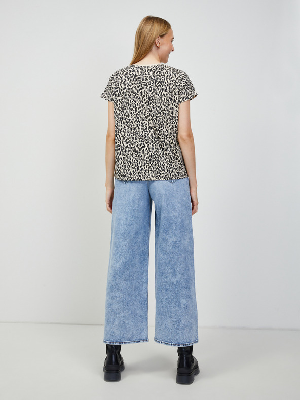 Orsay Béžové tričko ORSAY so zvieracím vzorom