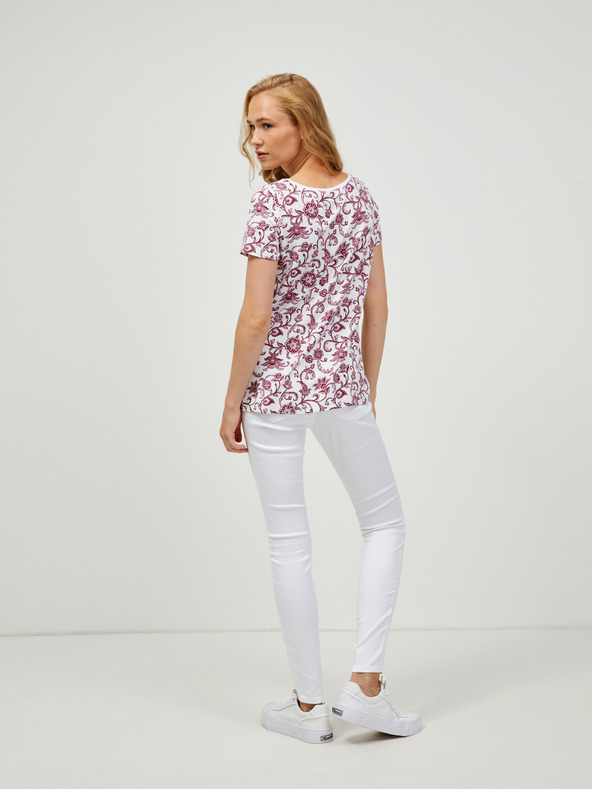 Orsay Bordová a biela vzorovaná košeľa ORSAY