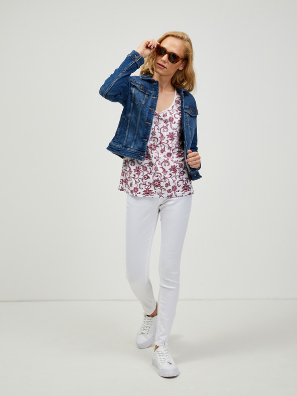 Orsay Bordová a biela vzorovaná košeľa ORSAY