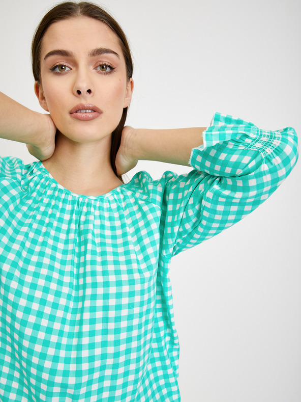 Orsay Svetlozelená kockovaná blúzka ORSAY