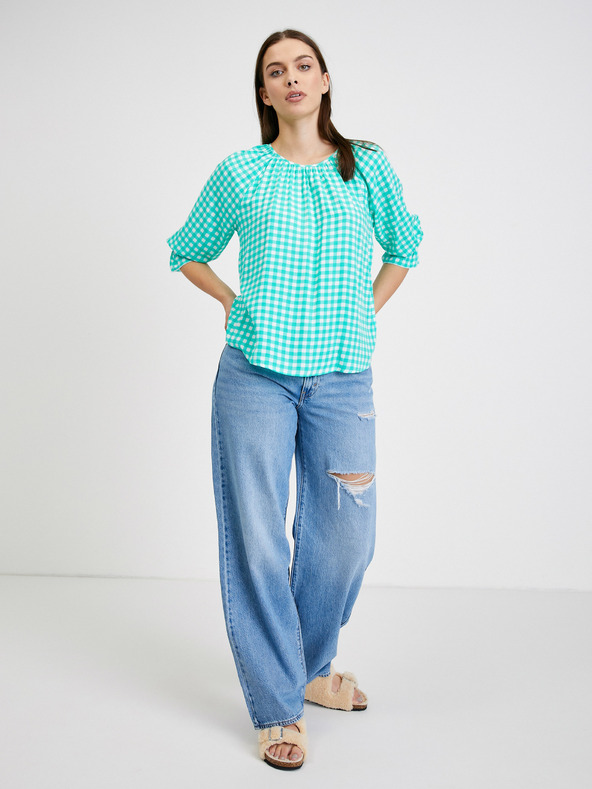 Orsay Svetlozelená kockovaná blúzka ORSAY