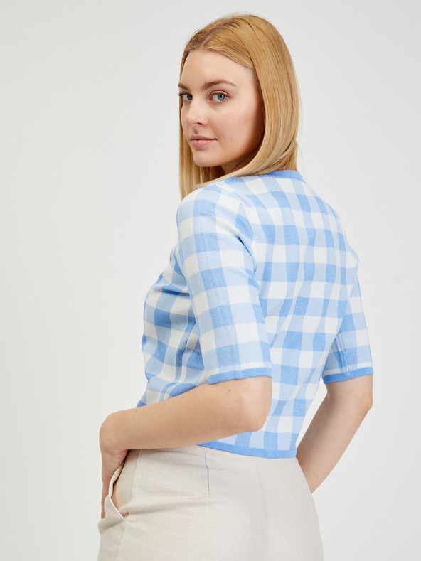 Orsay Svetlomodrý dámsky károvaný sveter ORSAY