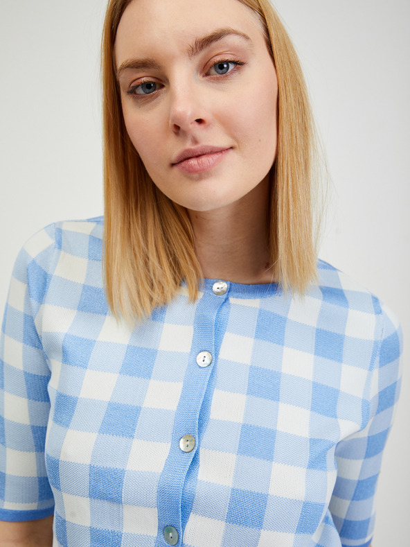 Orsay Svetlomodrý dámsky károvaný sveter ORSAY