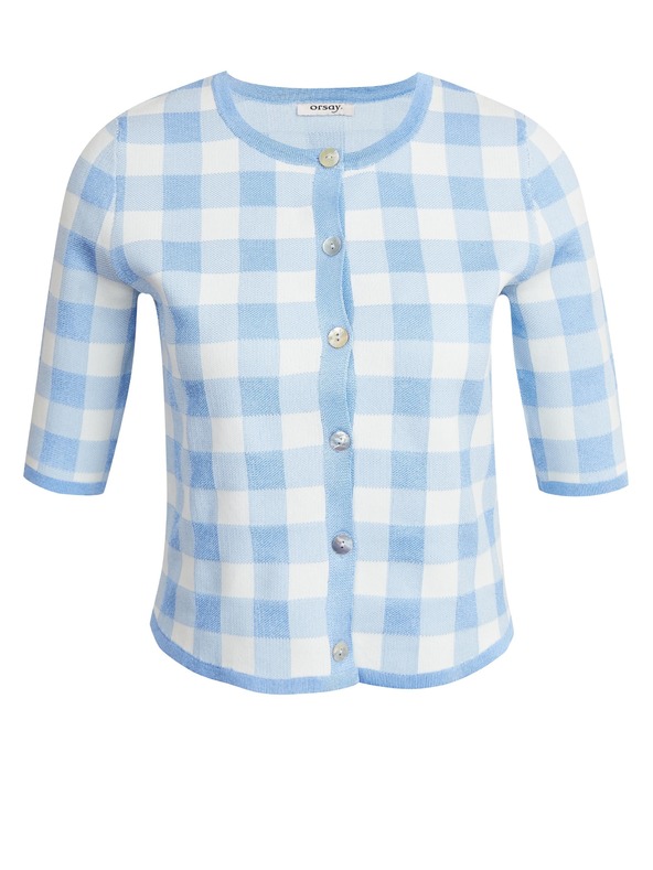 Orsay Svetlomodrý dámsky károvaný sveter ORSAY