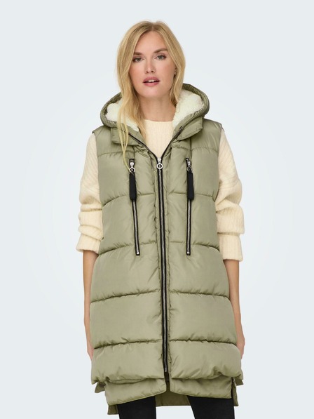 ONLY Khaki Dámska prešívaná vesta ONLY New Nora