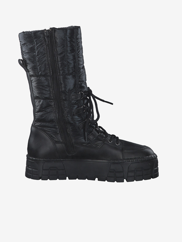 Tamaris Čierne dámske čižmy s umelou kožušinou Tamaris