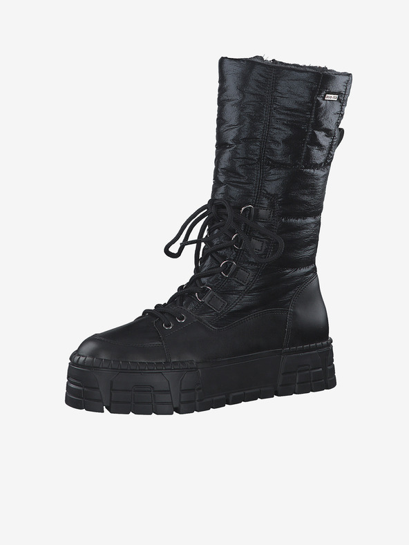 Tamaris Čierne dámske čižmy s umelou kožušinou Tamaris