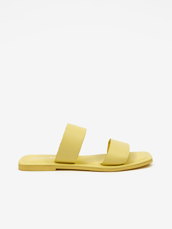 Vero Moda VERO MODA Sun Glow Žlté dámske kožené papuče
