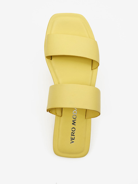 Vero Moda VERO MODA Sun Glow Žlté dámske kožené papuče