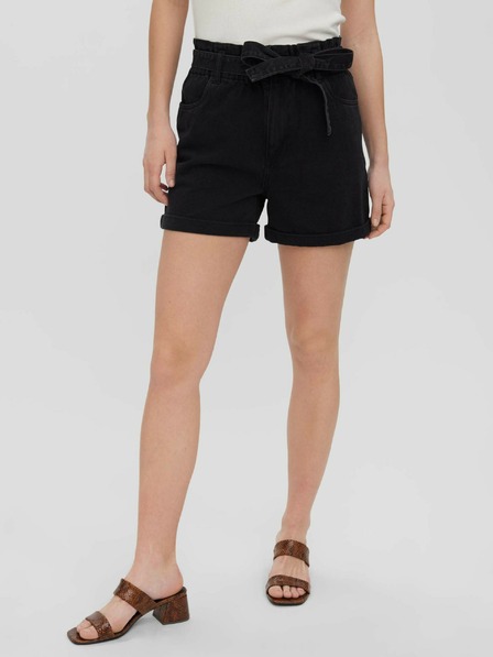Vero Moda Čierne džínsové šortky so zaväzovaním VERO MODA Tamira