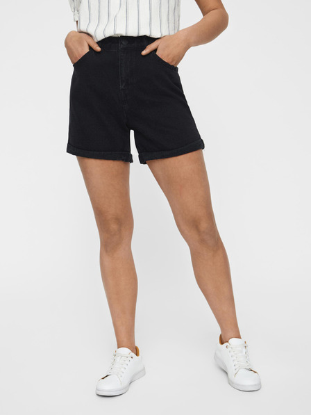 Vero Moda Čierne džínsové šortky s vysokým pásom VERO MODA Nineteen
