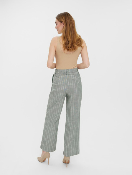 Vero Moda Svetlozelené pruhované nohavice so širokými nohavicami VERO MODA Serena