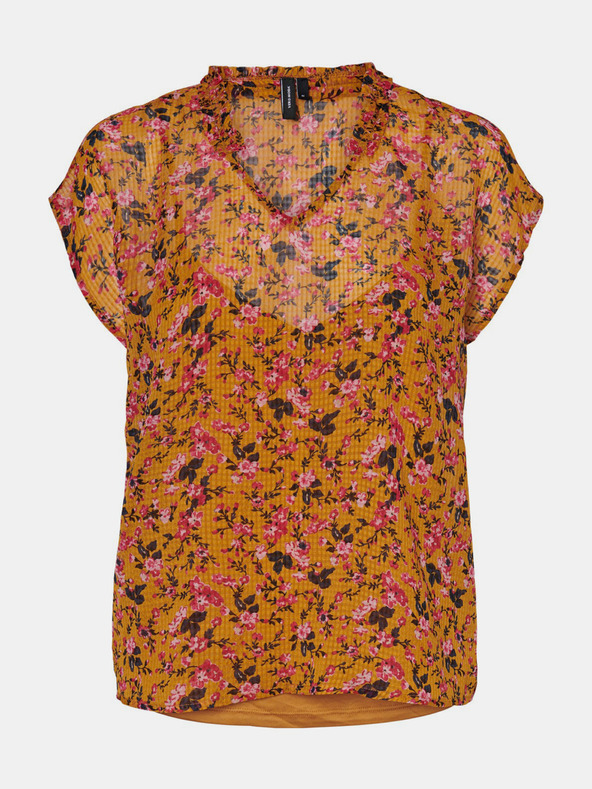 Vero Moda Horčicová kvetovaná blúzka VERO MODA Vilde