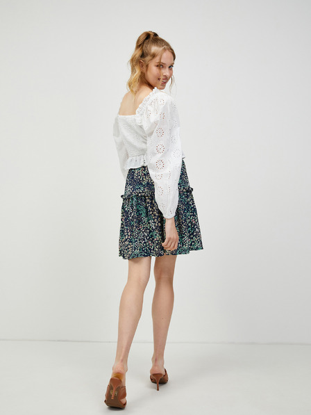 Vero Moda Biela perforovaná skrátená blúzka s balónovými rukávmi VERO MODA Naima