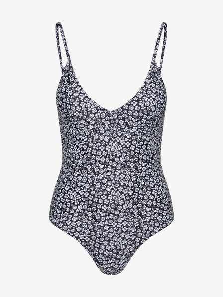 Vero Moda Bielo-čierne kvetované jednodielne plavky VERO MODA Doris