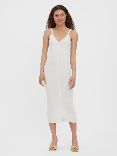 Vero Moda Krémové rebrované midi šaty VERO MODA Uzuri