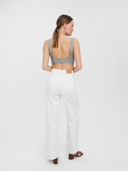 Vero Moda Svetlosivý prúžkovaný crop top VERO MODA Serena