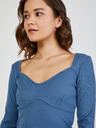 TALLY WEiJL Modré dámske rebrované cropped tričko TALLY WEiJL