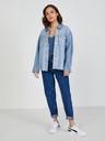 TALLY WEiJL Modré dámske rebrované cropped tričko TALLY WEiJL