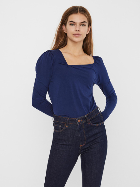 Vero Moda Modré asymetrické tričko VERO MODA Panda