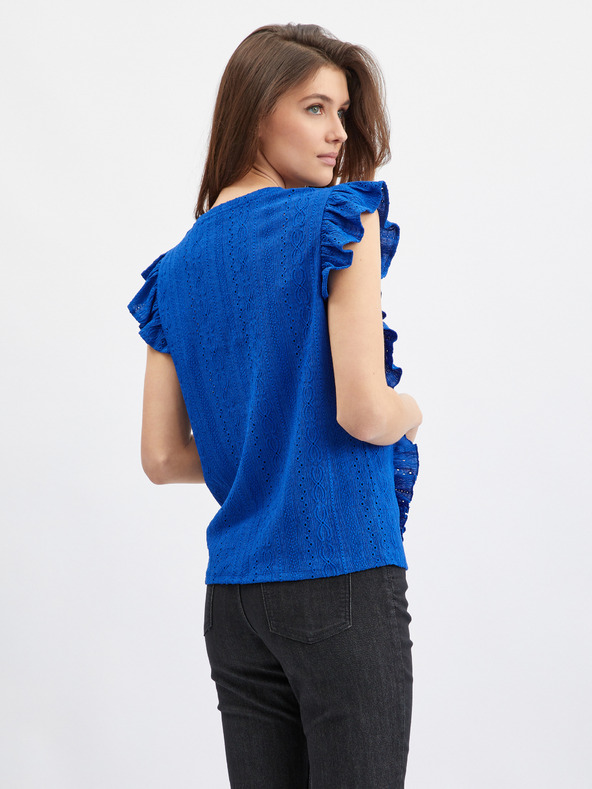 Orsay Modrá dámska košeľa s volánom ORSAY