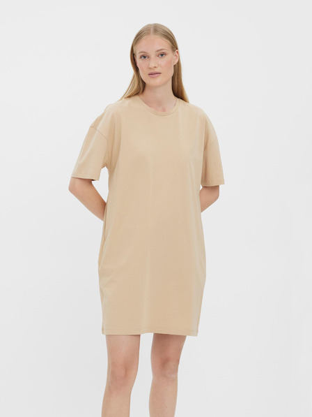 Vero Moda Béžové krátke základné šaty s vreckami VERO MODA Nella