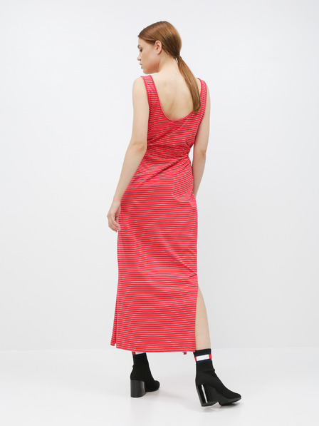 Vero Moda Červené pruhované základné maxi šaty s gombíkmi a rozparky VERO MODA Daina