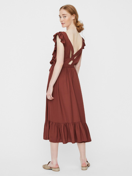 Vero Moda Hnedé midišaty VERO MODA Odette