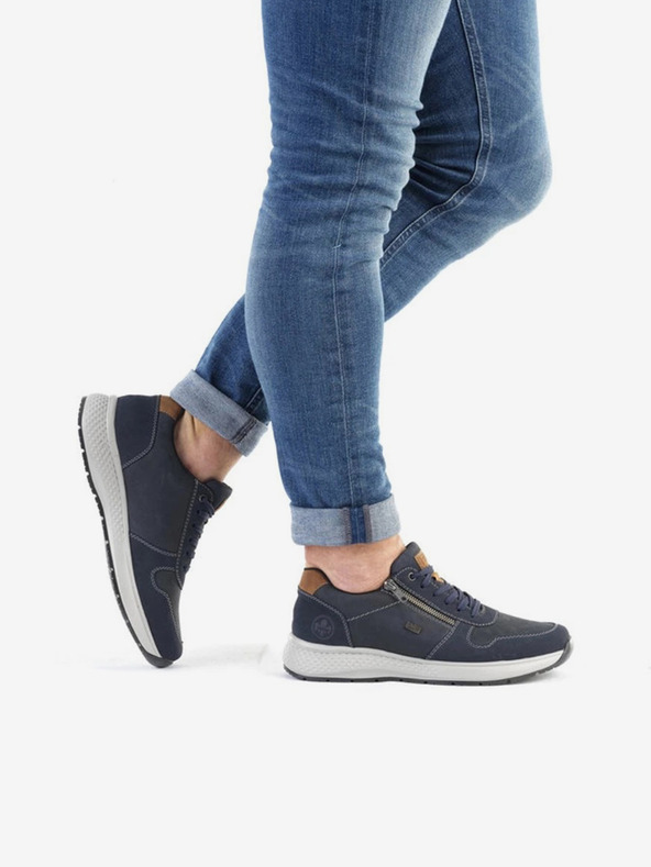 Rieker Modré pánske poltopánky s koženými detailmi Rieker