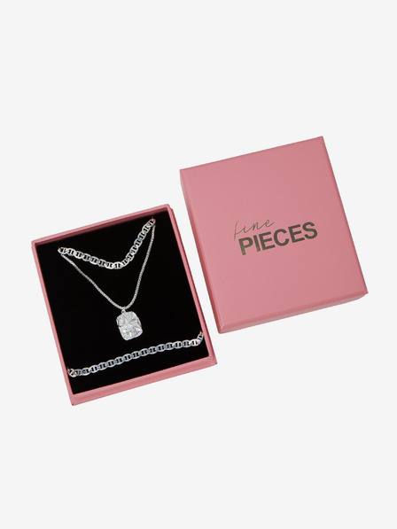 Pieces Súprava dámskeho náramku a náhrdelníka striebornej farby Pieces Myrsa