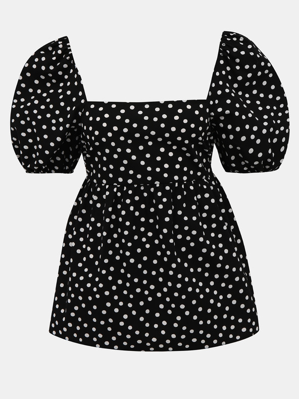 Miss Selfridge Čierna bodkovaná blúzka Miss Selfridge Poplin