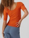 Vero Moda Oranžové dámske rebrované základné tričko VERO MODA Estela