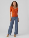 Vero Moda Oranžové dámske rebrované základné tričko VERO MODA Estela