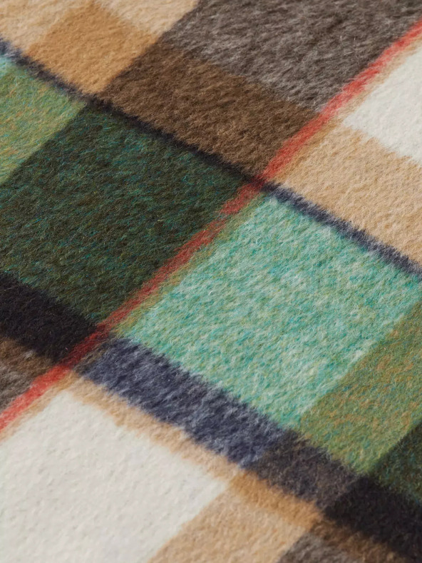 Scotch & Soda Zelený dámsky károvaný zimný kabát so zmesou vlny Scotch & Soda