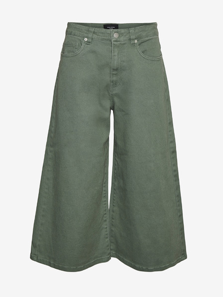 Vero Moda Zelené skrátené džínsy so širokými nohavicami VERO MODA Clive