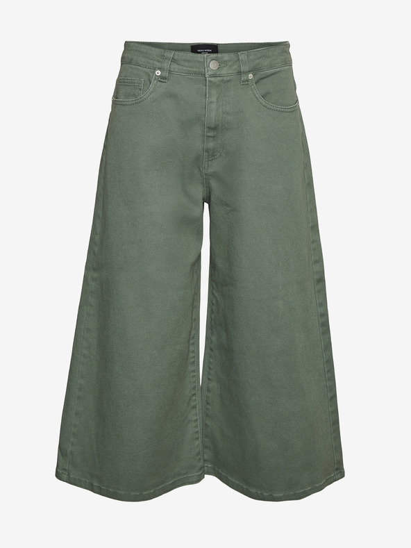 Vero Moda Zelené skrátené džínsy so širokými nohavicami VERO MODA Clive