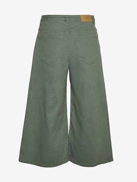 Vero Moda Zelené skrátené džínsy so širokými nohavicami VERO MODA Clive