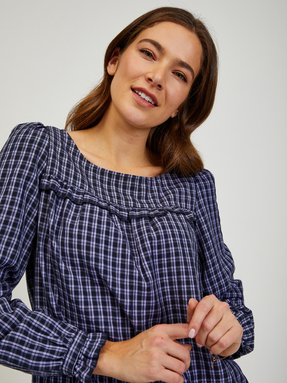 Orsay Tmavomodrá károvaná blúzka ORSAY