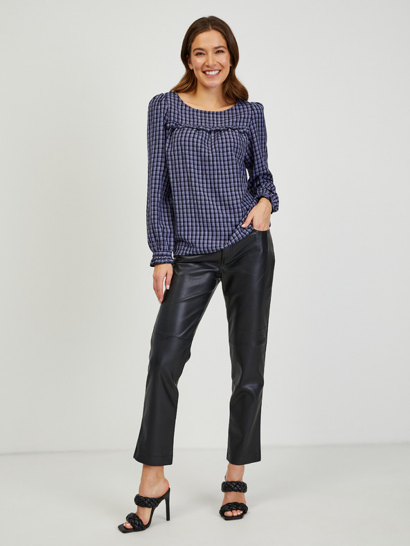 Orsay Tmavomodrá károvaná blúzka ORSAY