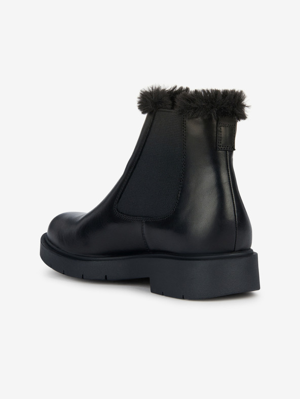 Geox Čierne dámske zimné kožené členkové topánky Geox Spherica