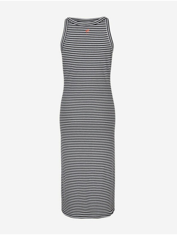 O'Neill Bielo-čierne dámske pruhované midi šaty O'Neill