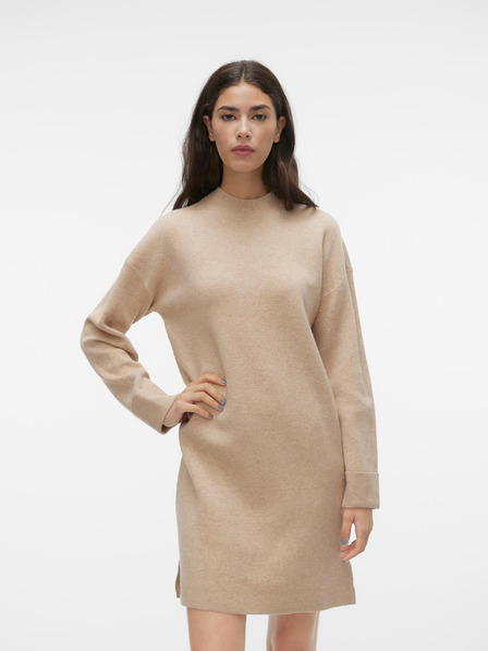 Vero Moda Béžové dámske šaty VERO MODA Goldneedle Sweater Dress