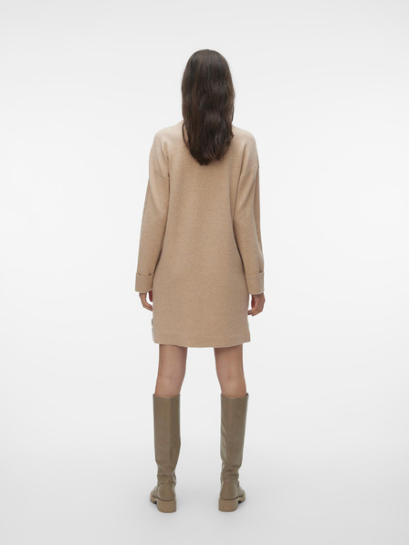 Vero Moda Béžové dámske šaty VERO MODA Goldneedle Sweater Dress