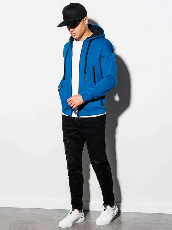 Ombre Clothing Modrá pánska mikina na zips Ombre Clothing B1076