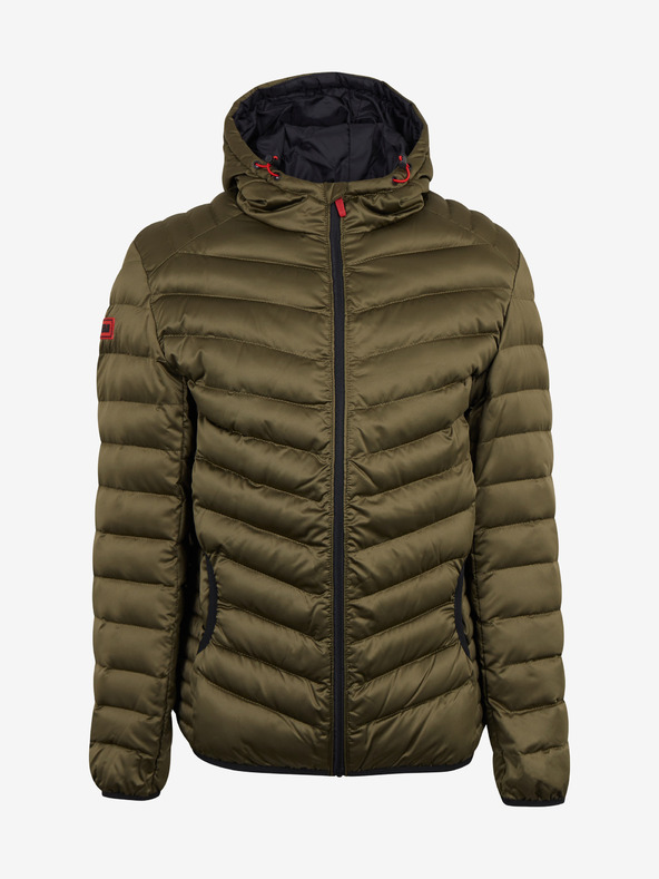 Ombre Clothing Khaki pánska prešívaná ľahká bunda Ombre Oblečenie