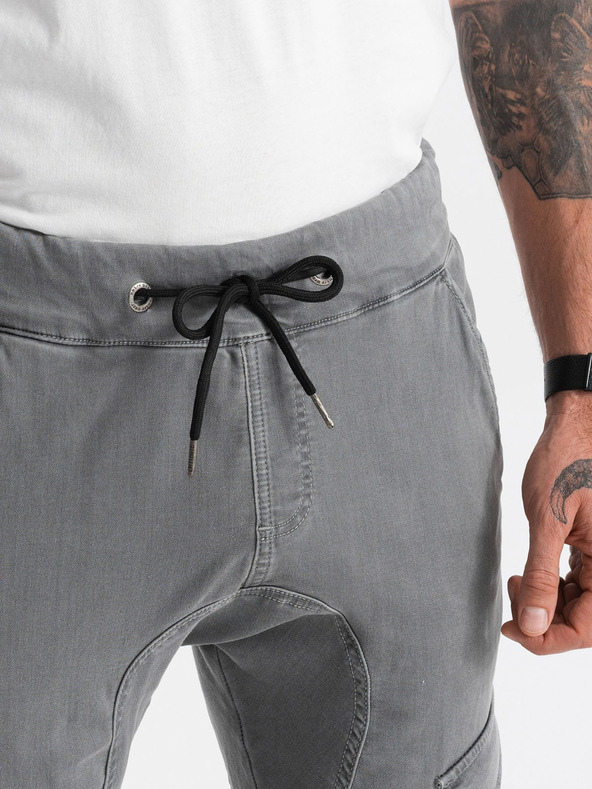 Ombre Clothing Šedé pánske cargo nohavice Ombre Oblečenie