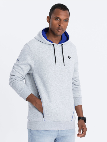 Ombre Clothing Svetlošedá pánska mikina s kapucňou Ombre Clothing