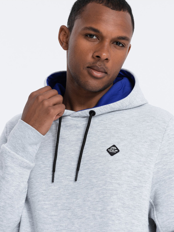 Ombre Clothing Svetlošedá pánska mikina s kapucňou Ombre Clothing