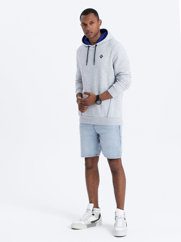 Ombre Clothing Svetlošedá pánska mikina s kapucňou Ombre Clothing